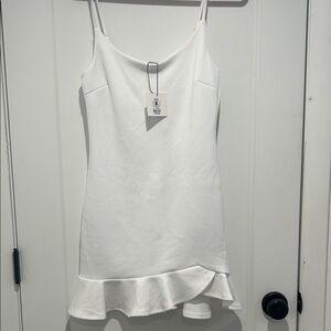 Revamped White Mini Dress with Ruffle Hem